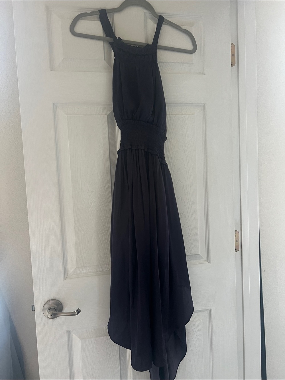 Sleeveless Black High-Low Halter Dress